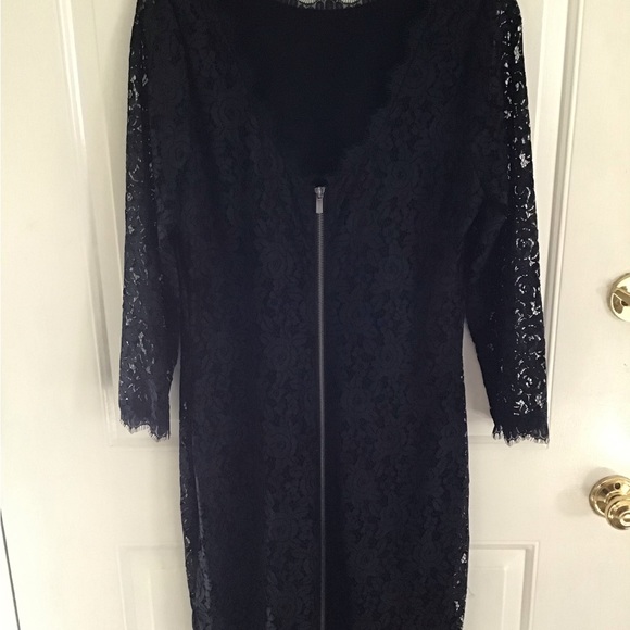 Diane Von Furstenberg black lace dress 12-14 NWOT - Picture 4 of 9